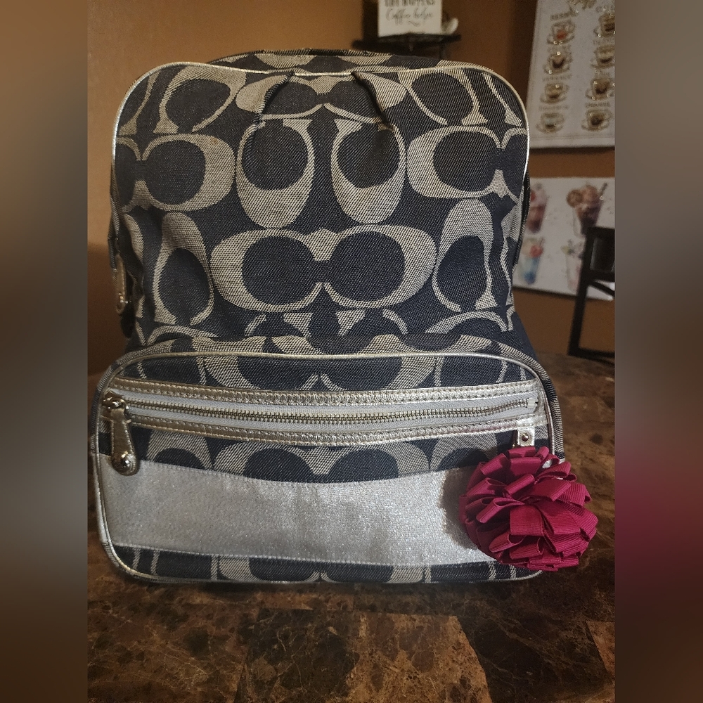 Coach Signature Denim Backpack